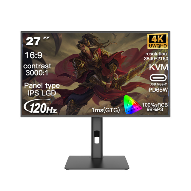 Designers 27inch Monitor 4K 120HZ UHD 3840 * 2160 Office Display Vertical Monitor Ideal for Gamers HDR Panel Monitor