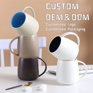 Mug de voyage en céramique personnalisé grande capacité avec poignée, écologique, pour bureau, style américain, avec plateau simple, idéal pour cadeaux promotionnels, OEM - Product Image 1