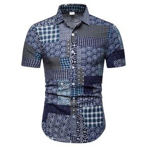 Chemisier décontracté à manches courtes pour hommes, avec impression ethnique africaine, bohème, vente en gros, nouvelle tendance été - Product Image 5