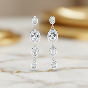 Orecchini Pendenti E2904 in Oro Bianco con Cristalli e Strass, Gioielli da Sposa Classici per Donna - Product Image 2