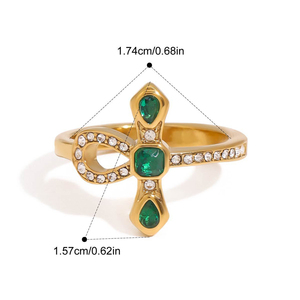 Anello con diamante smeraldo Ross da donna gioielli in acciaio inossidabile placcato oro 18K gioielli moda Anillo Esmeralda Bague Femme 2025 - Product Image 6