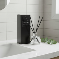 Aikun – Diffuseur à bâtonnets en verre rond de 200 ml, échantillon en 3 jours, faible MOQ, carton noir, parfum longue durée, coffret cadeau pour la décoration intérieure