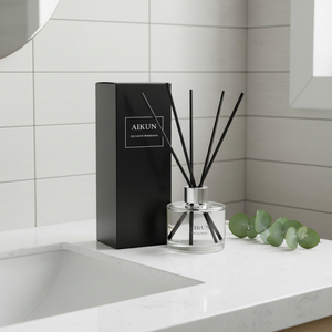 Aikun Low Moq 3 Day Sample 200ml Round Glass Screen Black Carton Any Scent Lasting Reed <b>Diffuser</b> Gift Set for Home Decor - Product Image 1