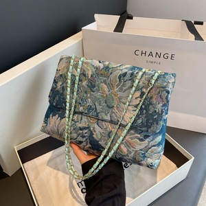 Bolso de Hombro de Lujo para <span class=keywords><strong>Mujer</strong></span>, Diseño de Pintura al Óleo, Bolso de Compras de Lona con Forro de Poliéster y Cierre, Modelo Jardín Secreto - Product Image 4