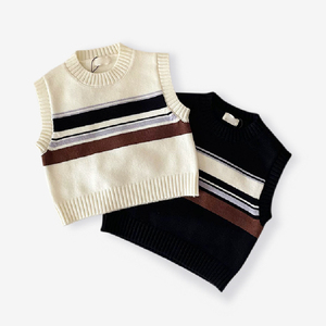 <span class=keywords><strong>Gilet</strong></span> en coton pour bébés filles, pull <span class=keywords><strong>tricot</strong></span>é à rayures pour enfants, vêtements décontractés pour tout-petits garçons, personnalisable - Product Image 3