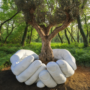 Tomarenzo — statue du japon lorquinn, grand décor de jardin, arbre en résine sur les deux mains - Product Image 1