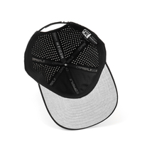 Casquette de baseball unisexe noire à 6 panneaux avec logo en caoutchouc Oxford Dobby personnalisé, visière brodée, taille universelle pour le golf