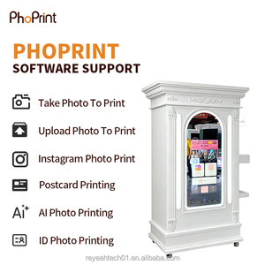 Photomaton vintage avec écran tactile, <span class=keywords><strong>imprimante</strong></span> <span class=keywords><strong>instantanée</strong></span> et miroir magique en bois - Product Image 3