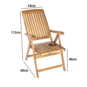 DU'S-juego de dos piezas de silla de jardín de madera maciza ajustable, silla plegable adecuada para balcón, <span class=keywords><strong>terraza</strong></span> o jardín - Product Image 4