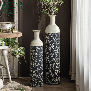 Jarrón de suelo de hierro rústico, redondo, decorativo, para sala de estar, entrada de hotel - Product Image 3