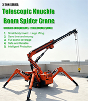 Grue araignée à flèche articulée de 3 tonnes pour l'installation de vitres, télécommandée, hydraulique, télescopique