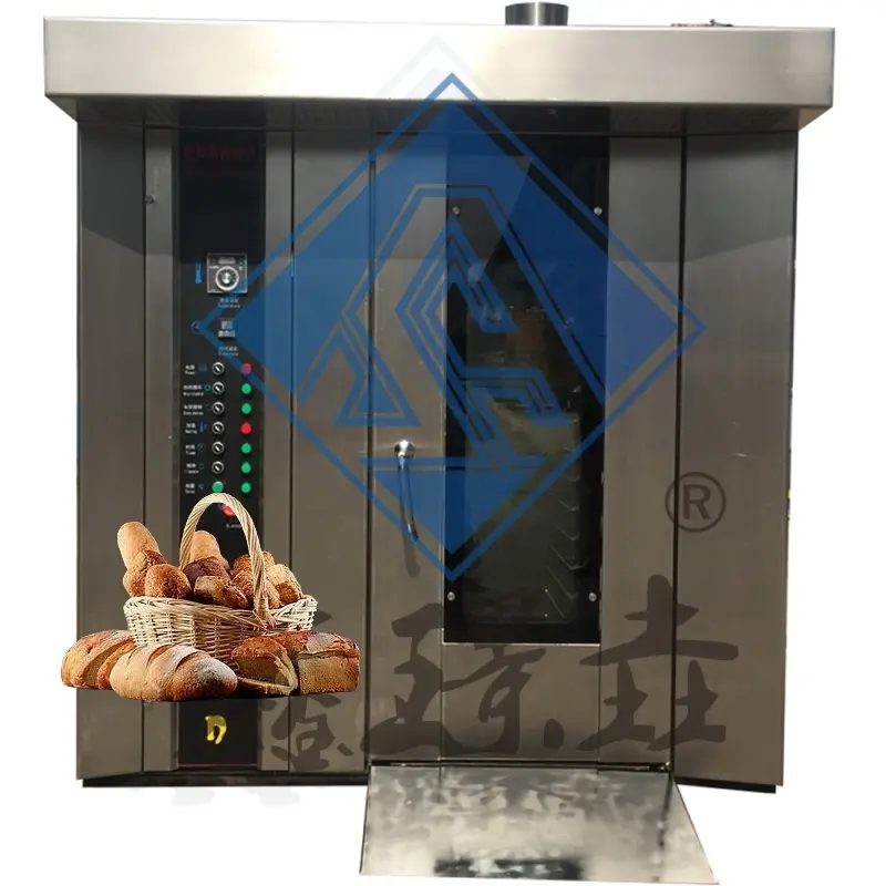 2024 gaya panas oven roti gas diesel putar komersial 100kg/jam oven putar roti untuk roti
