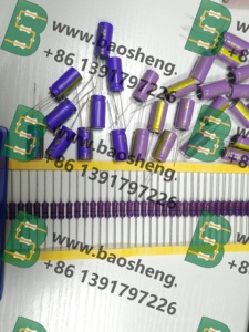 Tùy chỉnh màu tím xanh xanh nhúng tụ điện điện phân tần số cao gợn cao thấp ESR Radial chì elco - Product Image 3