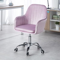 WDY Vente en gros de chaise de bureau douce et confortable fauteuil rotatif chaise de bureau à domicile en velours rose pour filles