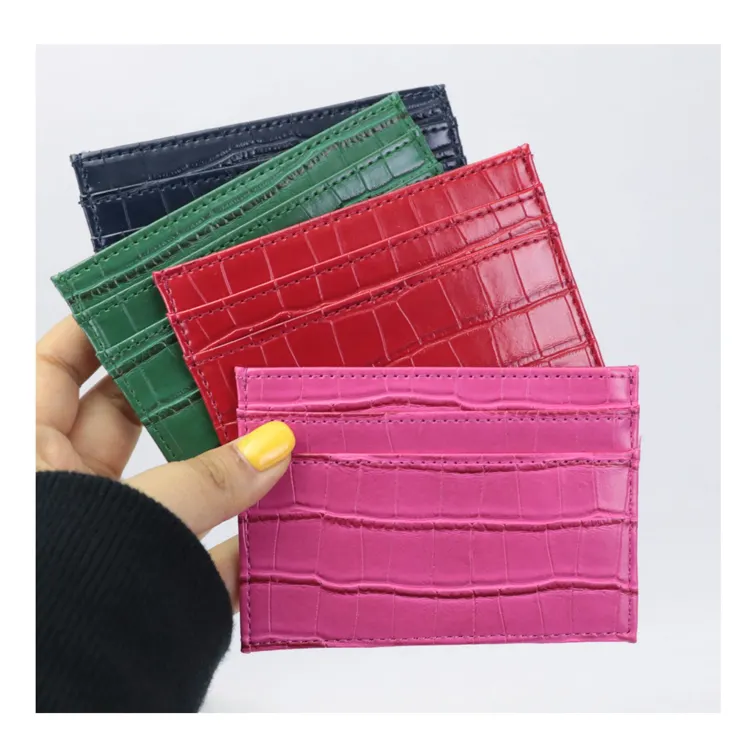 Minimalist PU Crocodile Credit Card Case Protector Men Women Card Slots Wallet Leather Credit Card Holder Wallet