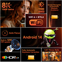 Proyector Inteligente HY450 MAX 2026 1080P, 1100 ANSI, Reconocimiento de Pantalla, Corrección Trapezoidal Automática, WiFi 6, BT5.4, Android 14, Tiro Corto