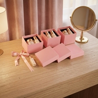 Kotak Hadiah Lilin Aroma Kosmetik Pink dengan Tutup dan Alas Anti Gores, Kotak Kemasan Hadiah, Kotak Penyimpanan Perhiasan
