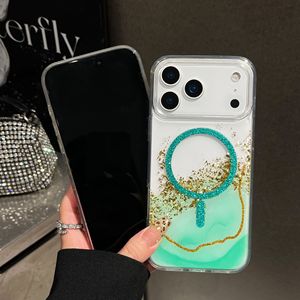 Custodia Magnetica per <span class=keywords><strong>iPhone</strong></span> 17 16 15 14 13 12 <span class=keywords><strong>11</strong></span> Pro Max con Motivo Marmorizzato in Lamina Dorata Glitterata, Elegante <span class=keywords><strong>Cover</strong></span> Trasparente Antiurto - Product Image 3