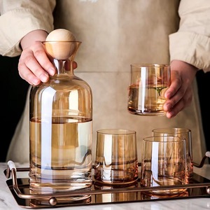Wholesale Bulk OEM Handmade Crystal Color Glass Carafe Water Pitcher Jug <strong>Kettle</strong> With Lid - Product Image 5