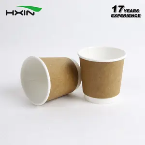 Wegwerp Dubbele Wand Hot Cup Papier 6Oz 7Oz 8Oz 12Oz Kraft Biologisch Afbreekbaar Koffiekopje Papier Cups voor Warme Dranken