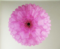 Énorme lustre vintage en verre de Murano en soie fuchsia rose de haute qualité