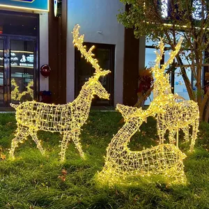 Yeni ürünler açık büyük boy Led 3D hayvan dekorasyon noel ren geyiği desen üreticileri Motif ışık