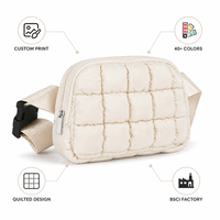 Sac banane matelassé de marque avec logo personnalisé, sac de taille, sac ceinture, sac de hanche, vente en gros, fabricant OEM, imperméable
