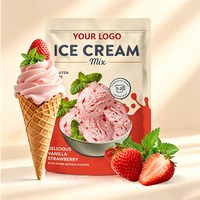 Poudre de crème glacée à la fraise personnalisée OEM, mélange pour crème glacée molle maison, sans gluten, préparation facile avec un rapport eau 1:2,5