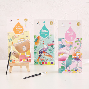 Livre de coloriage à l'<span class=keywords><strong>aquarelle</strong></span> DIY pour enfants, 20 feuilles, bloc de peinture portable avec pinceau, peinture activée par l'eau, cadeau de voyage personnalisable - Product Image 2