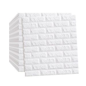 3D Foam Brick Wall Stickers Waterproof Rectangle Home Decoration Modern Design White Horizontal Pattern - Product Image 1
