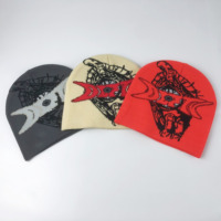 Bonnet réversible en jacquard tricoté avec motif graphique personnalisé, style streetwear, casquette à lettres, chapeau Skully Y2K, pour voyage, affaires, plage, 100% coton