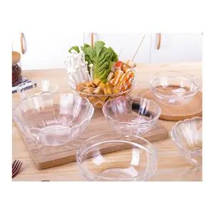 Прочная круглая акриловая посуда, миска для закусок или салата, пластиковые прозрачные миски для еды