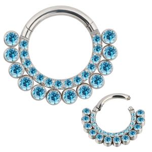 GZN Prêt à Expédier de Haute Qualité G23 Titanium CZ Pave Face avec <span class=keywords><strong>Lunette</strong></span> CZ Aligné sur le Segment Latéral Boucles d'Oreilles Anneau de Fête - Product Image 3