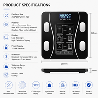 Balance numérique intelligente Conridel 180 kg avec écran LCD automatique, verre trempé, mesure IMC, compatible application mobile