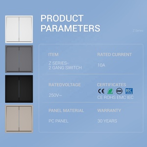 Interruptor de Luz de 2 Vías y 1 Panel, Estándar Europeo, Garantía de 30 Años, <span class=keywords><strong>Contactos</strong></span> Plateados, Piezas de Cobre Puro, Interruptor Eléctrico - Product Image 2