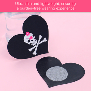 Couvre-mamelons jetables crâne coeur motif respirant pétales de poitrine pour discothèque fête peau sûr adhésif mamelon Pasties - Product Image 3