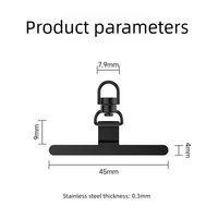 Cordon de téléphone ultra-fin en acier inoxydable de 0,3 mm, design en arc, sans débordement, boucle pivotante à 360°, universel pour téléphones