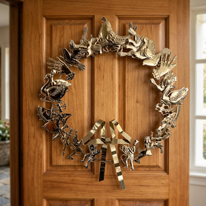 Rustic Metal <b>Christmas</b> <b>Wreath</b> Handmade Decorative Flowers Round Unlit Package High Quality Crafted - Product Image 2