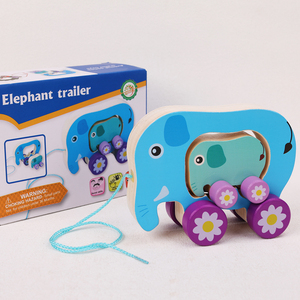 Cartoon Animal Wooden Pull <b>Toy</b> for Kids New Design Early Educational <b>Toy</b> for Boys and Girls Montessori Two Car Assembly - Product Image 4