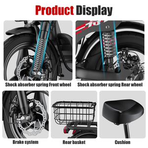 Monopattino Elettrico per Adulti con Sedile, Batteria al Litio, Impermeabile, Pieghevole, 500W, 14 Pollici, 3 Velocità, Freni a Disco, 150kg, 50km/h, Disponibile negli USA - Product Image 4