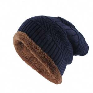 Gorro de Invierno para Hombre K104, Gorros Negros Tejidos, Gorro de Otoño Grueso y Cálido, Gorro de Punto Suave para Hombre, Gorros de Punto de Algodón - Product Image 2