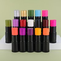 Cat Warna Profesional 18 Warna untuk Halloween, Berbasis Minyak, untuk Pesta, Riasan Fantasi, Cat Wajah Hitam dalam Bentuk Stick untuk Makeup