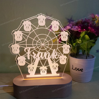 Grande roue veilleuse acrylique pour découpé au laser, lumière LED écologique nom personnalisé lumière chambre LED décor signe cadeau