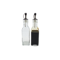 Ensemble de 3 bouteilles carrées de vinaigre d'huile en verre de 200ml avec couvercles de verseur pour le stockage de condiments de camping