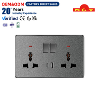 Prise de courant universelle multifonctionnelle avec interrupteur, indicateur néon rouge, ports USB-A et USB-C pour double charge