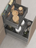 Système de tiroir à épices intégré ELLECASA Como, en aluminium, carré, durable, résistant à l'eau, facile à nettoyer, fermeture douce pour armoire