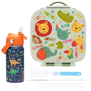 Lancheira infantil Bento com 4 compartimentos, recipiente para preparação de refeições, lancheira infantil sem BPA, recipiente de plástico reutilizável para armazenamento de alimentos