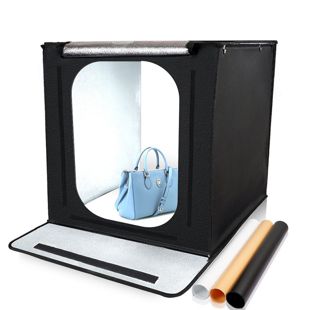 2 LED Folding Lightbox 60*60 Portable Photography Photo Studio Softbox Adjustable Brightness Light Box for DSLR Camera