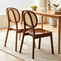 Chaise de salle à manger en bois massif et rotin Tenghang, style nordique mi-siècle moderne, style japonais Wabi Sabi, pour la maison, le café, le restaurant