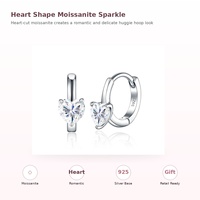 Boucles d'oreilles créoles personnalisées en argent sterling 925 avec moissanite en forme de cœur, bijoux fins S925 pour femmes